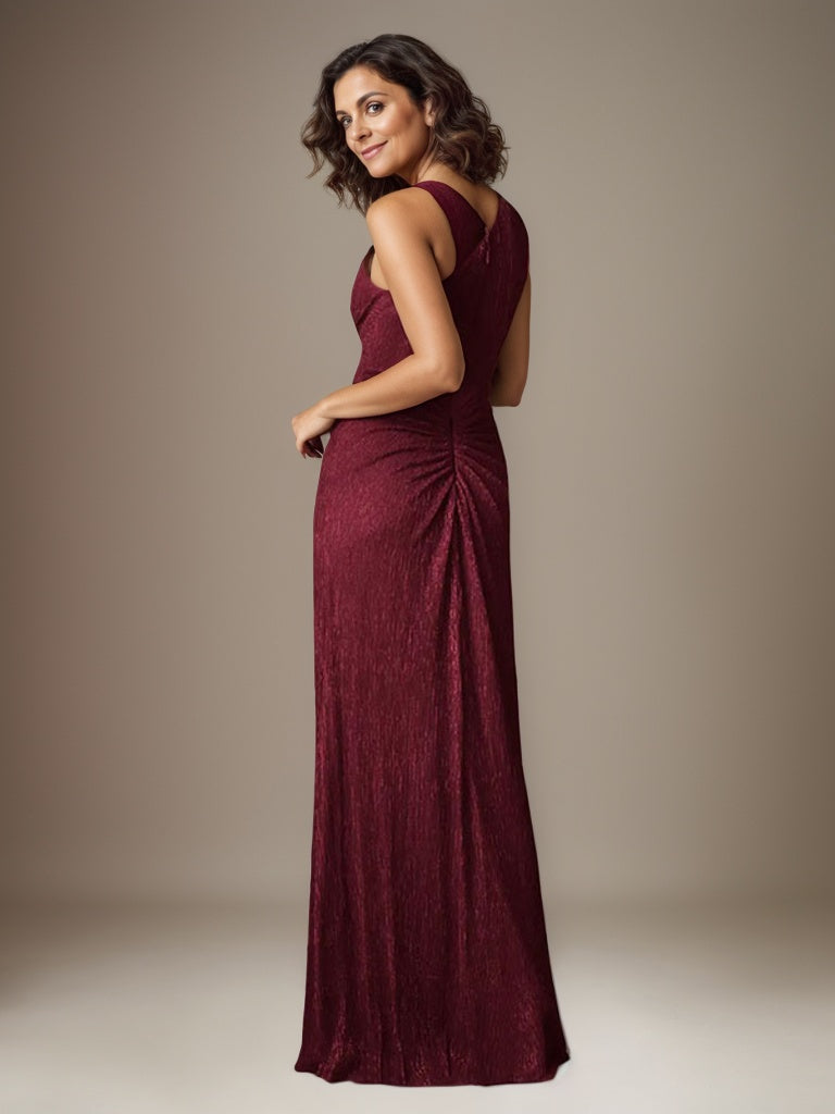 Robe fourreau Ruby asymétrique en maille métallisée pour mère de la mariée