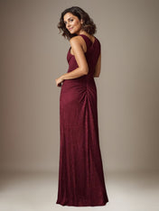 Ruby Sheath One Shoulder Metallic Mesh Dress Mother of the Bride Dress