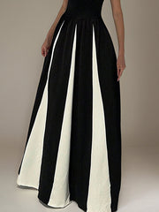 Black A-Line Scoop Sleeveless Pleated Long Formal Dress