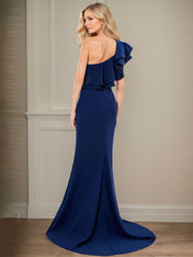 A-line One Shoulder Floor-Length Chiffon Mother of the Bride Dress With Ruffles