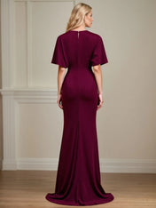 Trumpet/Mermaid V Neck Ruched Floor Length Mother of the Bride Dress