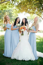 A Line Sweetheart Chiffon Floor Length Pleated Bridesmaid Dresses