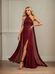 Sheath/Column One Shoulder Floor-Length Chiffon Mother of the Bride Dress With Appliques