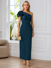 Sheath/Column One Shoulder Ankle-Length Mother of the Bride Dress With Pleated