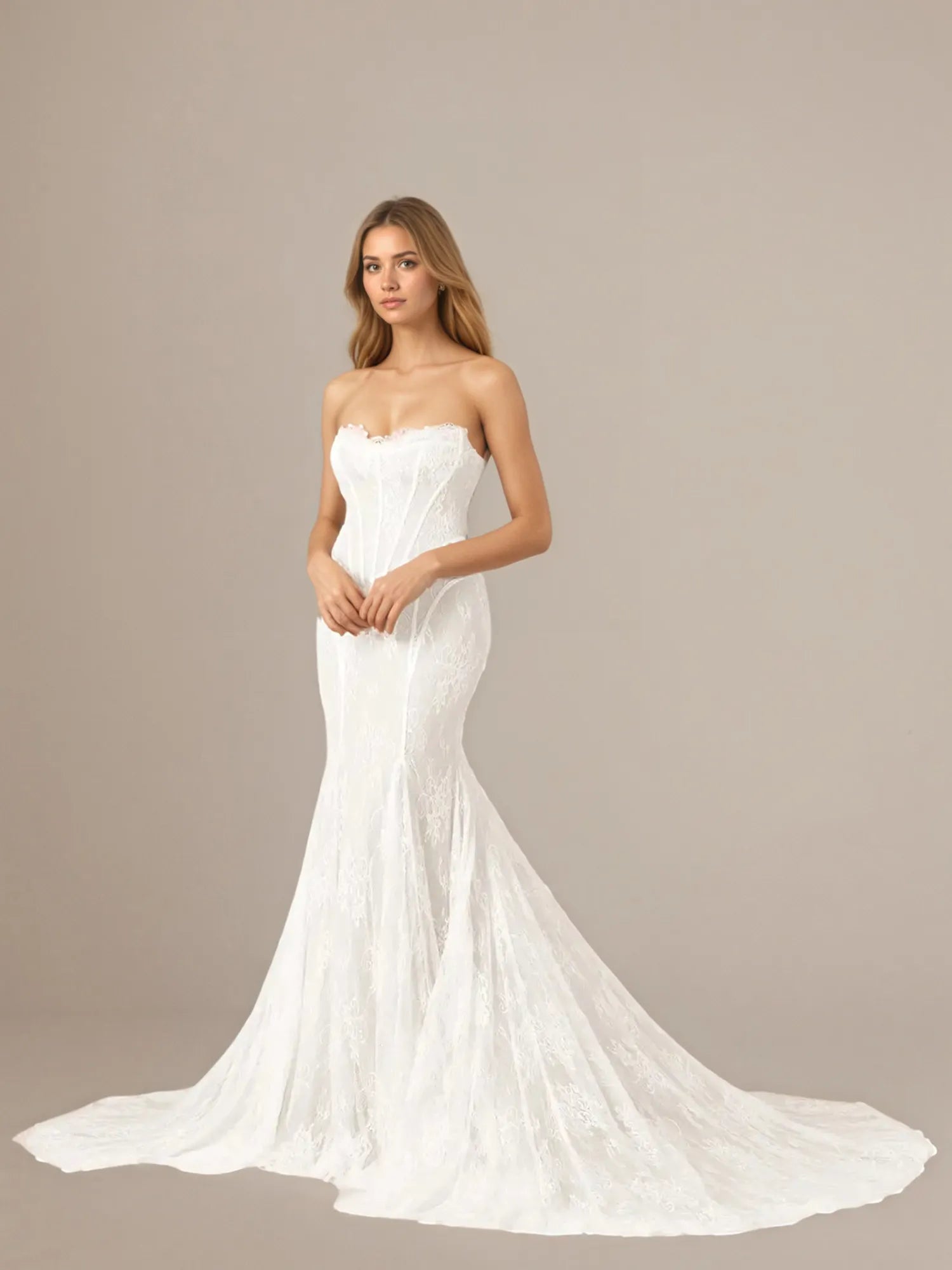 White Mermaid Off the Shoulder Tulle Wedding Dress
