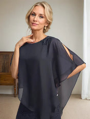 Sheath/Column Scoop Floor-Length Chiffon Lace Mother of the Bride Dress With Sequins Beading