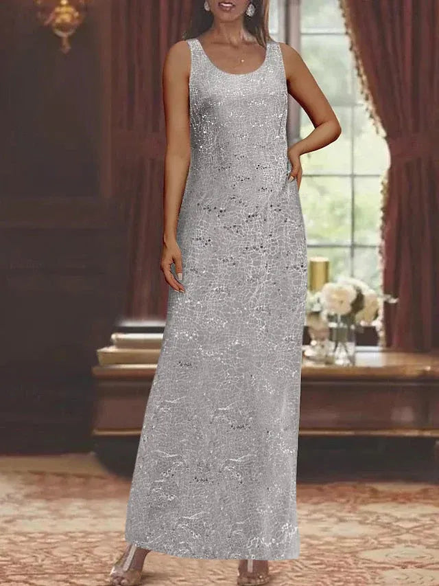 Robes de mère de la mariée en mousseline avec paillettes et veste 