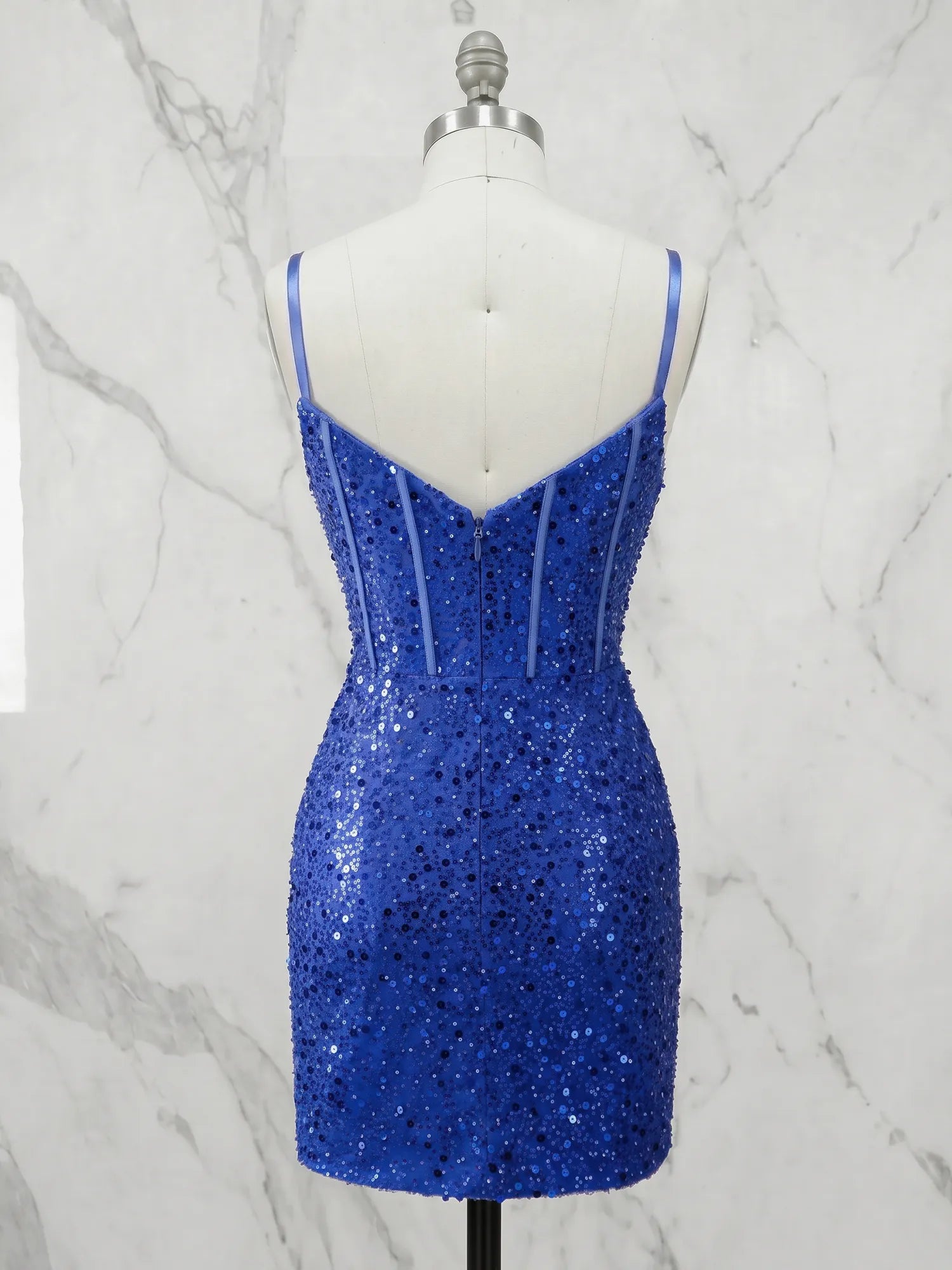 Plunging V-Neck Sequin Corset Mini  Homecoming Dresses with Illusion Panel