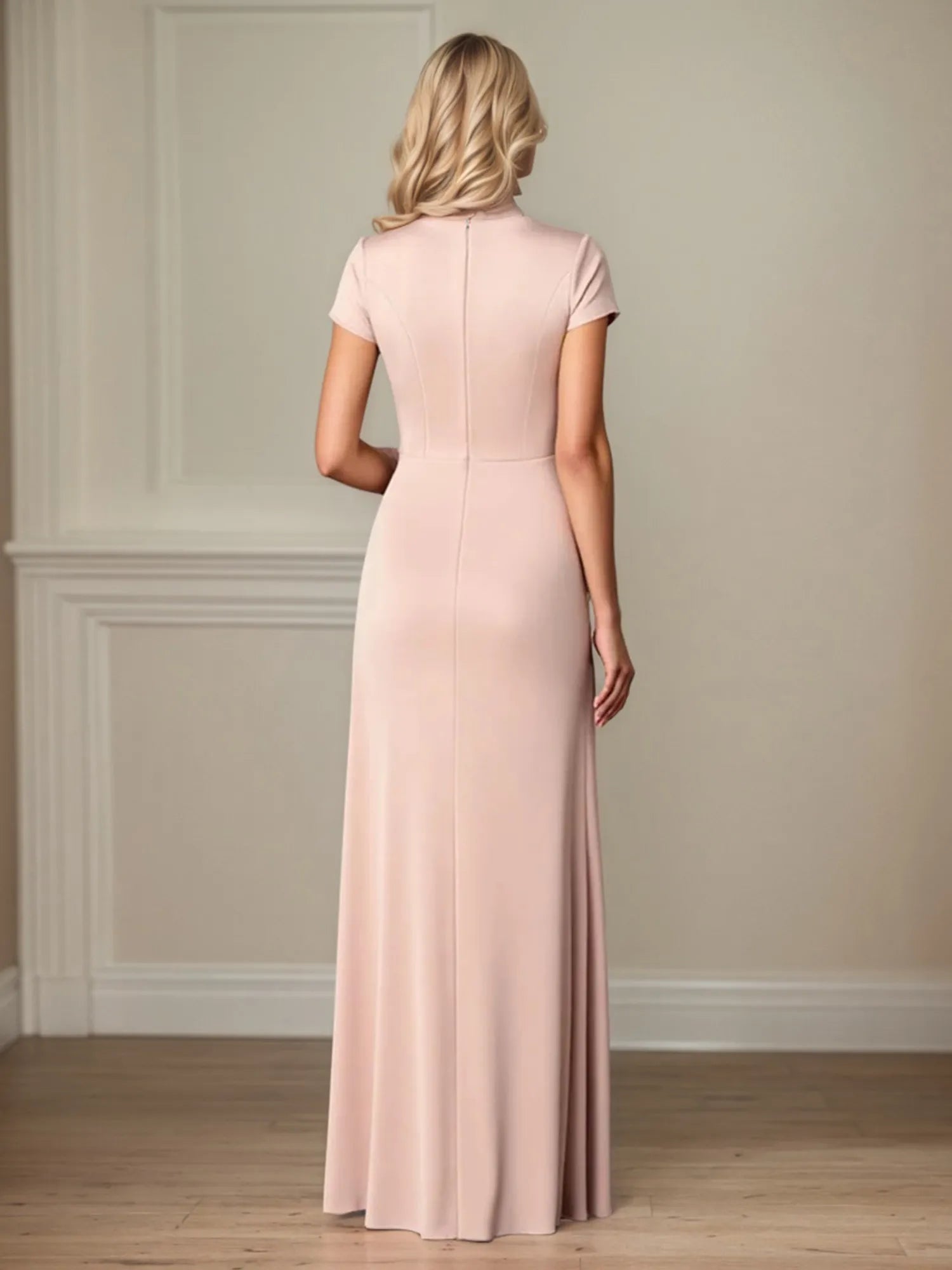 Ruched Satin Sheath/Column Satin Mother of the Bride Dress with Slit