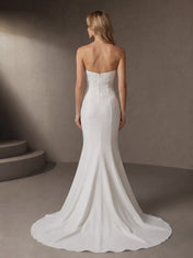 White Mermaid Sequins Stretch Crepe Wedding Dress
