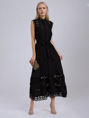 Kennedi Black Sleeveless Hollow Maxi Dress