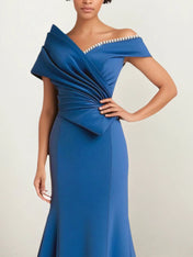 Trumpet/Mermaid Off The Shoulder Ruched Pearl Mother of the Bride Dress