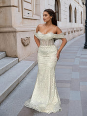 Trumpet/Mermaid Off The Shoulder Sequin Long Prom Dress