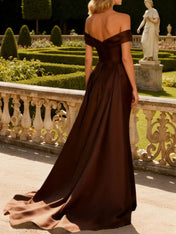 Trumpet/Mermaid Satin Off The Shoulder Sleeveless Formal Dress