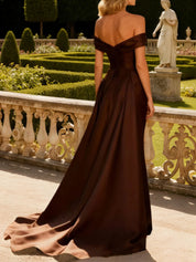 Trumpet/Mermaid Satin Off The Shoulder Sleeveless Formal Dress