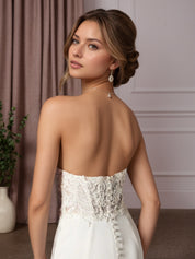 White Mermaid Lace Crepe Back Satin Wedding Dress