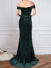Trumpet/Mermaid Off The Shoulder Floor-Length Velvet Evening Dress
