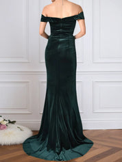Trumpet/Mermaid Off The Shoulder Floor-Length Velvet Evening Dress