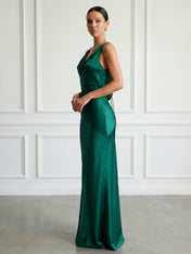 Peacock Blue V Neck Mermaid Maxi Dress Prom Dress