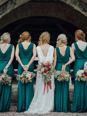 Gogerous Scoop Neck Mermaid Sleeveless Floor-Length Long Bridesmaid Dresses