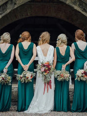 Gogerous Scoop Neck Mermaid Sleeveless Floor-Length Long Bridesmaid Dresses