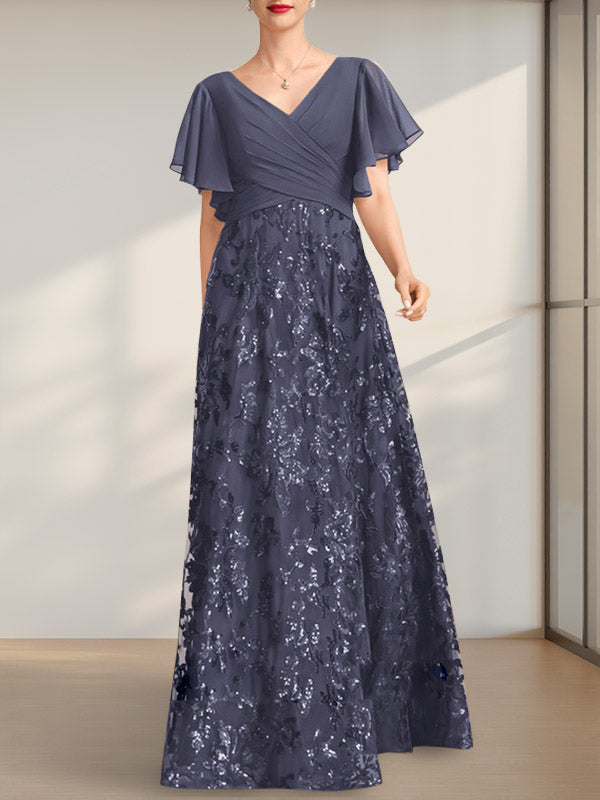 Cicinia Lilac Mother Of The Groom Dress Long Chiffon A-line Floor Length V-neck Beaded