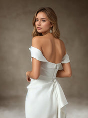 White Mermaid Strapless Double Faced Satin Wedding Dress
