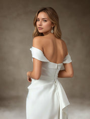 White Mermaid Strapless Double Faced Satin Wedding Dress