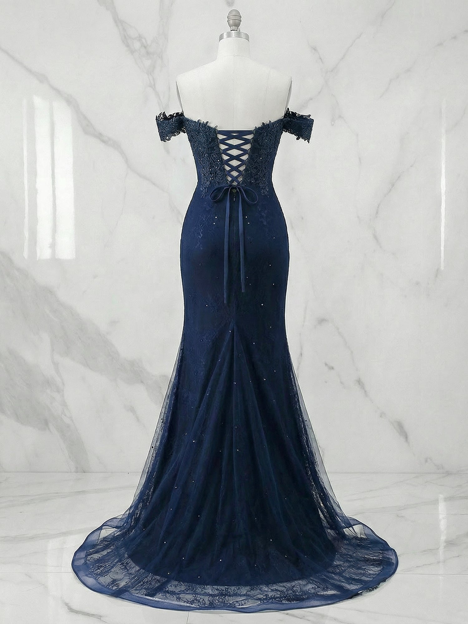 Sparkly Off the Shoulder Mermaid Corset Long Prom Dress