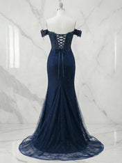 Sparkly Off the Shoulder Mermaid Corset Long Prom Dress