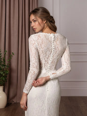 White Sheath V-Neck Tulle Wedding Dress