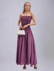 Norma Purple Ruched Off Shoulder Dress