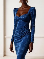 Royal Blue Mermaid Velvet Long Holiday Party Dress