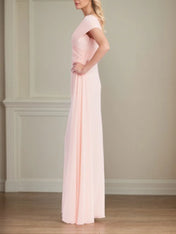 A Line Off the Shoulder Short Sleeve Chiffon Mother of the Bride Dress