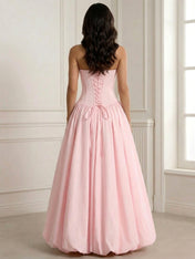 Glamorous Blush Pink Halter Corset Evening Paty Dress Gown