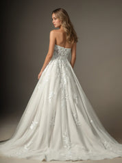 White A Line Strapless Lace Wedding Dress