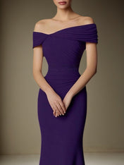 Formal Dress Purple Off-The-Shoulder Maxi Mother of the Bride Dress