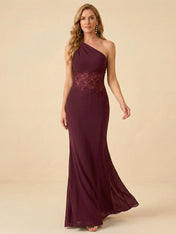 One-Shoulder Lace Waist Mermaid/Trumpet Formal Mother of the Bride Dress