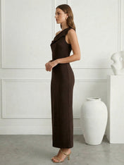 Black One Shoulder Maxi Dress Prom Dress Tea Length