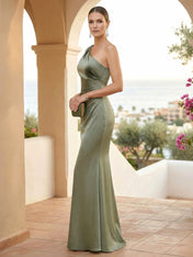 One Shoulder Mermaid Satin Evening Dresses for Women