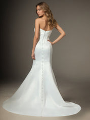 White Mermaid Strapless Satin Wedding Dress