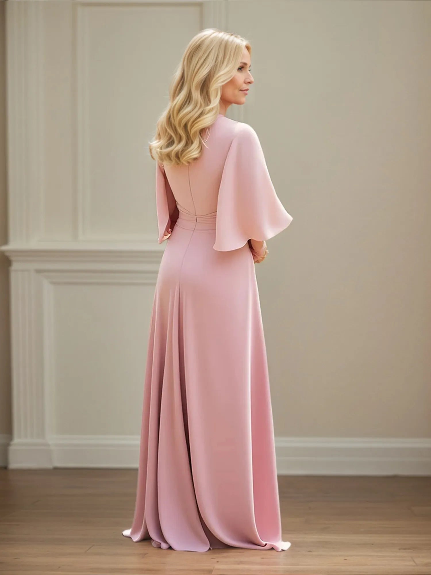 Sheath/Column Ruched Floor Length Mother of the Bride Dress with Lace