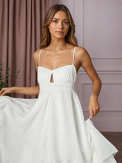 White A-Line Sweetheart Neckline Chiffon Wedding Dress