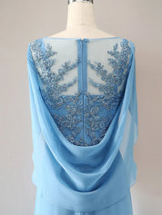 Trumpet/Mermaid Scoop Neck 1/2 Sleeve Chiffon Mother of the Bride Dress With Beadings