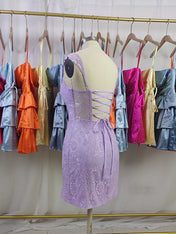 Lace Bodycon Homecoming Dress with Side Slit