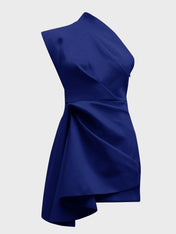 Purplish blue Ruched One Shoulder Sleeveless A-line Mini Homecoming Dress