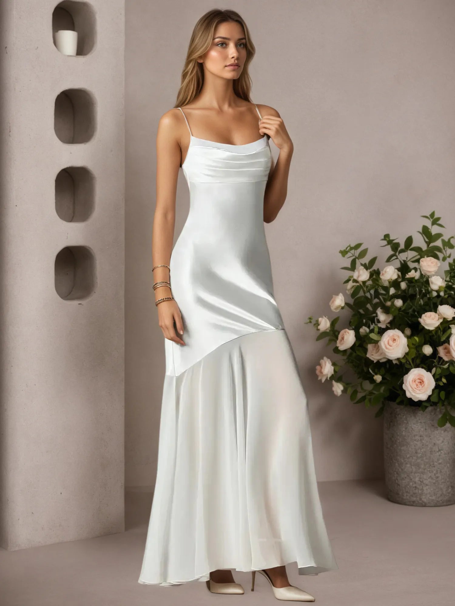 White Mermaid Satin Wedding Dress