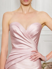Formal Wedding Guest Dress Pink Strapless Maxi Dress