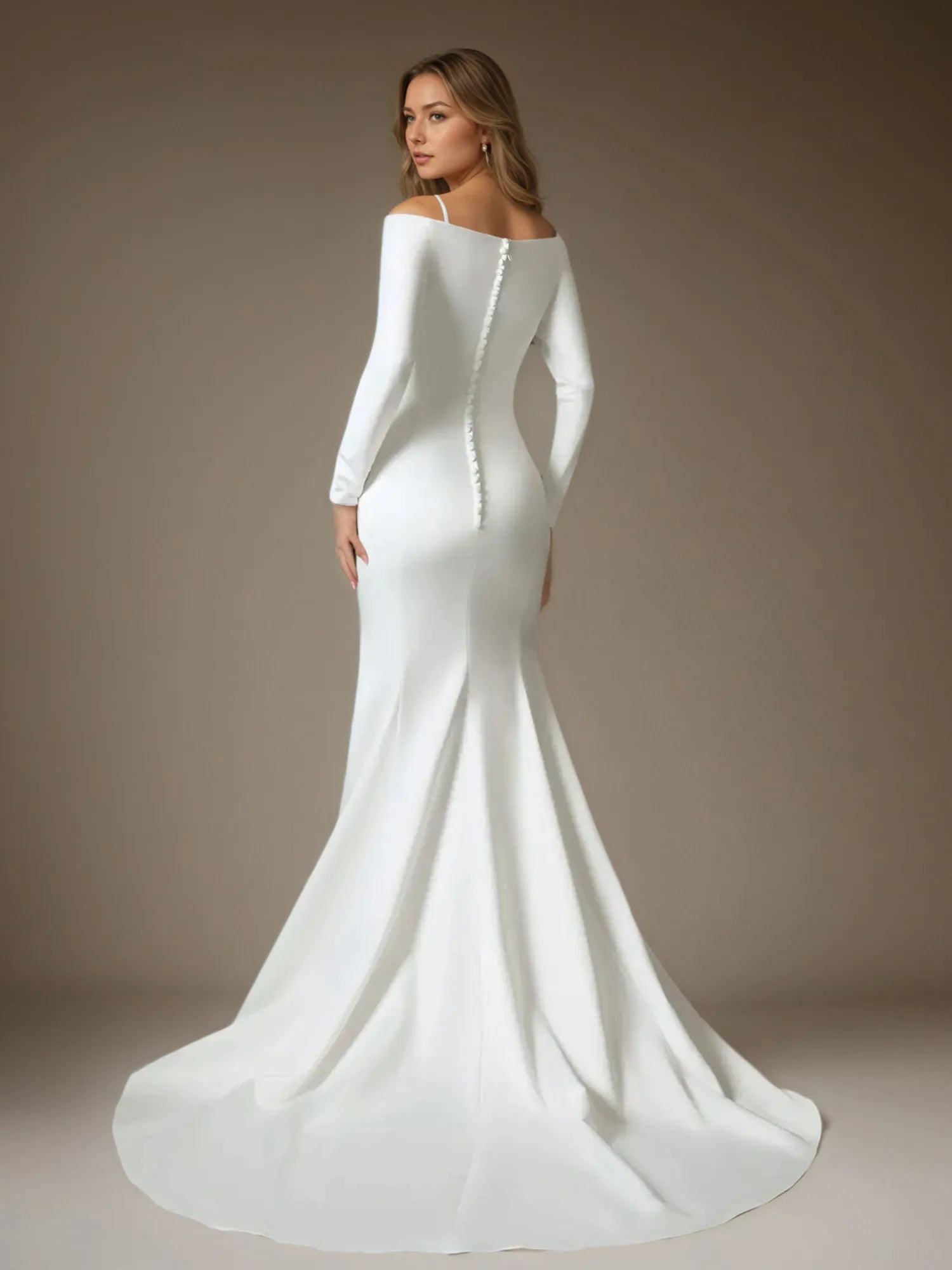 White Mermaid Off the Shoulder Satin Wedding Dress