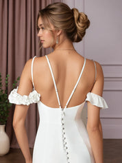 White Mermaid Convertible Crepe Back Satin Dress